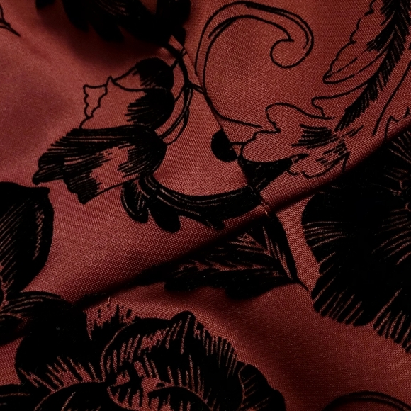 Charlotte Russe dress. Burgundy with black floral pattern. Size-XS - Picture 2 of 3